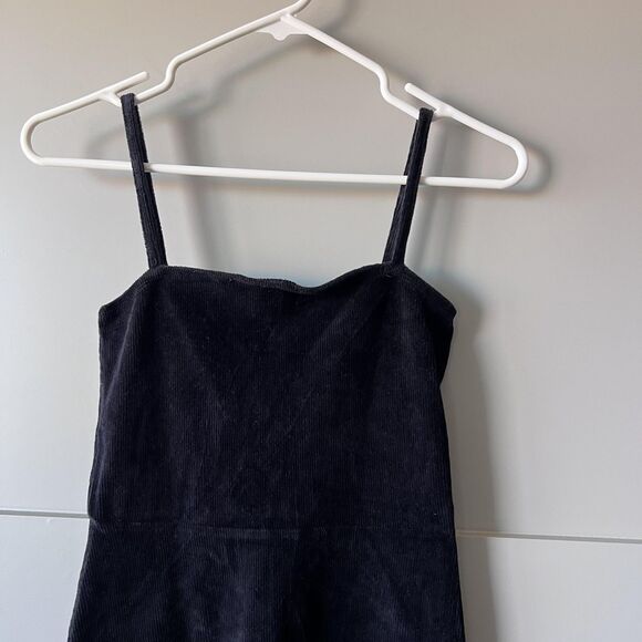 Forever 21 Dress Womens Small Black Corduroy Sheath Bodycon Velvet Back Strappy - Picture 3 of 12